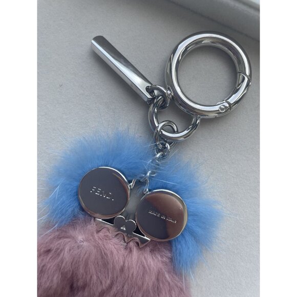 Fendi Roma Mink Fur & Leather Karlito Keychain Bag Charm - Picture 4 of 8